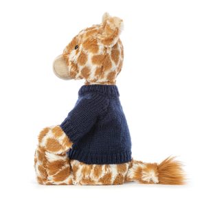 Bashful Giraffe with Personalised Navy Jumper