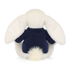 Bashful Luxe Bunny Luna with Personalised Navy Jumper