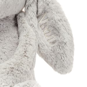 Personalised Bashful Silver Bunny Huge